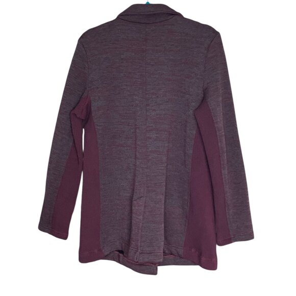 Market & Spruce XL Stitch Fix Gray Maroon Fleece Lined Double Breasted Pea Coat - Picture 3 of 5